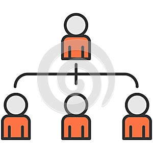 Business people network and pyramid hierarchy flat vector icon