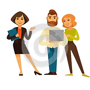 Business people or office managers and workers vector flat icons set