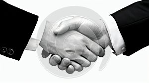 Business people in office suits standing and shaking hands, close-up. Business communication concept. only the hands to