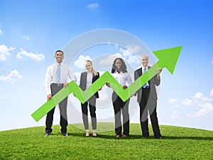 Business People Outdoors Holding Developed Line Graph photo