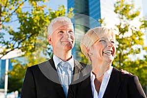 Business people in a park outdoors