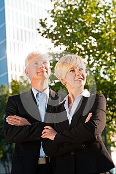 Business people in a park outdoors