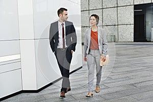 Business People Partner Walking Talking Concept