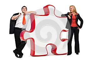 Business people with puzzle - Copyspace