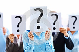 Business people with question mark photo