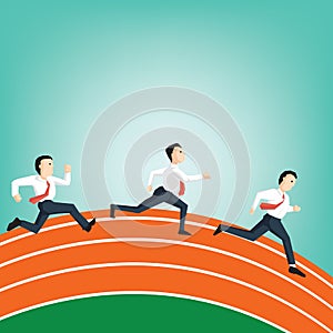 Business people race on track field Athletics