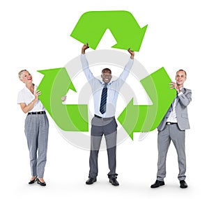 Business People with Recycle Sign