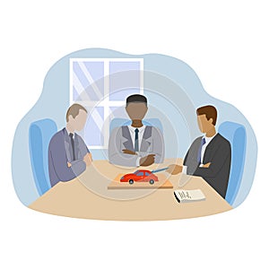 Business people reviewing their annual performance of this year. vector illustration