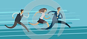 Business people run. Competition, rivalry, goal achievement concept. Vector illustration