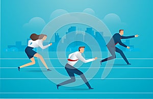 Business people running down the track. background vector illustration EPS10