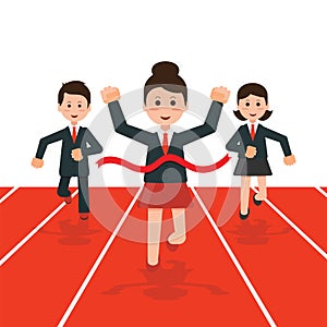 Business people running race competition