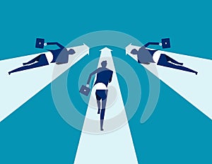 Business people running to goal together. Concept business vector, Teamwork, Direction, Arrow symbol