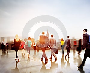 Business People Rush Hour Walking Commuting City Concept