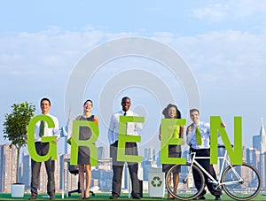 Business People in a Scene and Green Concepts