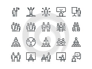 Business people. Set of outline vector icons