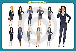 Business people set of women`s. Businesswoman character design. isolated vector on white. Business woman.