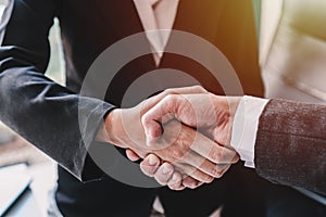 Business people shaking hand, Partnership Successful deal after meeting, Business cooperation concept