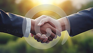 Business people shaking hands, close-up. Handshake concept