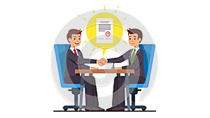 Business people shaking hands after closing deal