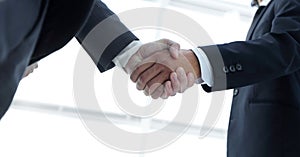 Businessmen making handshake - business etiquette, congratulatio