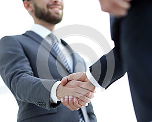 Businessmen making handshake - business etiquette, congratulatio