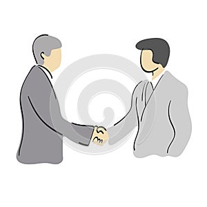 Business people shaking hands illustration vector hand drawn isolated on white background