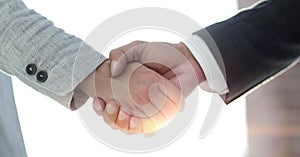 Business people shaking hands isolated on white background