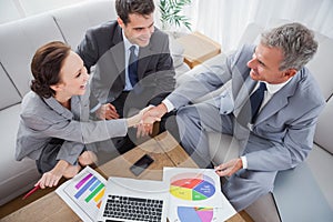 Business people shaking hands while working