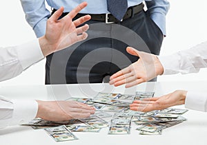 Business people sharing money