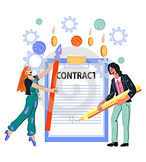 Business people sign contract document. Cooperation and conclusion of business contracts.