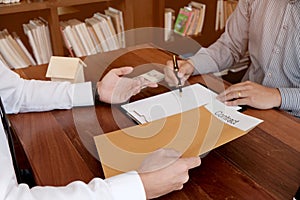 Business people signing contract making a deal with real estate agent Concept for consultant and home insurance concept