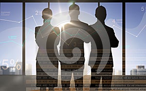 Business people silhouettes with chart and numbers