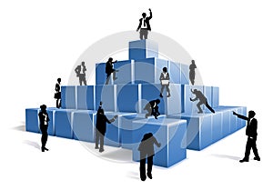 Business People Silhouettes Team Building Blocks