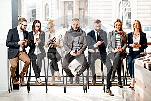 Business people sitting near the window