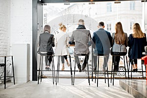 Business people sitting near the window