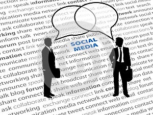 Business people social network text talk bubbles