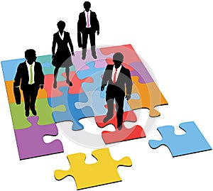 Business people solution resources puzzle