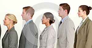 Business people standing line up