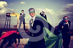 Business People Superhero Confidence Team Work Concept