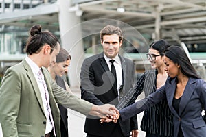 Business people team enjoy with they success job