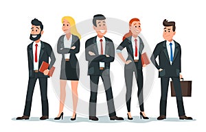 Business people team. Office teamwork, professional finance workers group and businessman characters vector cartoon