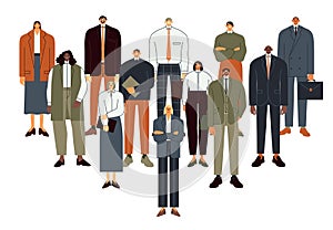 Business people team. Professional employee persons group, office workers and teamwork flat vector illustration