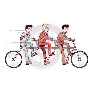 Business people team riding on a tandem bike