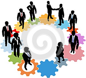 Business people team technology gears