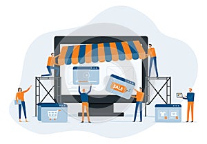 business people team working developer and designer team create an online store shop concept.