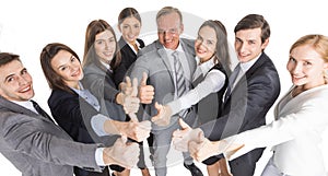 Business people with thumb up