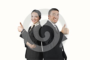 Business people with thumb-up