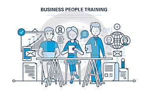 Business people training, consulting, learning, teaching, education, career growth, teamwork. photo