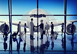 Business People Travel Handshake Airport Concepts