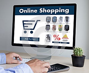 Business people use Technology Ecommerce Internet Global Marketi